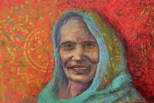 Painting of an older woman 