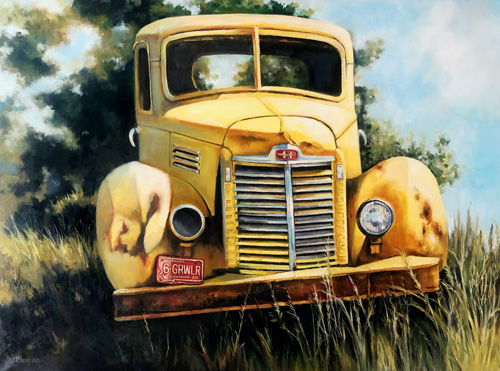 painting of an old rusted truck by Wendy Marquis