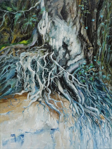 abstract tree root painting by Irma Osmiegiene