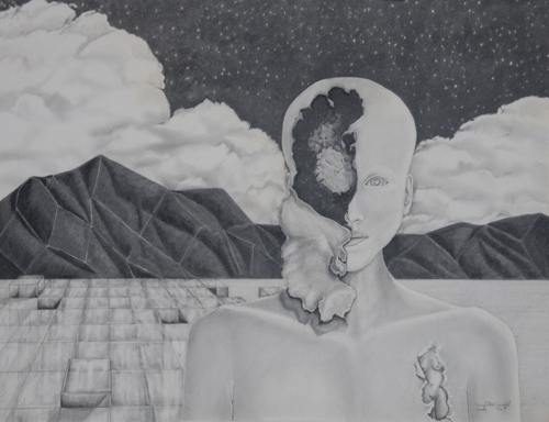 surreal figurative pencil drawing