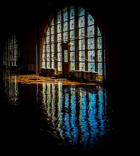 Fine art photo of a door with reflections