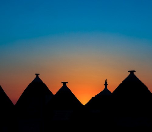 Photograph of sunset at Trulli, Italy