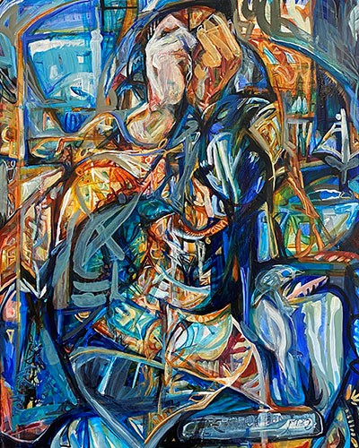 Mixed media abstract painting by S. Manya Stoumen-Tolino