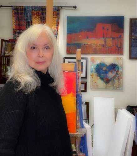 Artist Maria Poroy in her studio