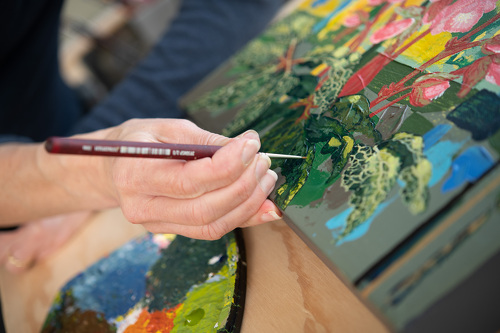 Painting in progress in Nanette Moss' studio