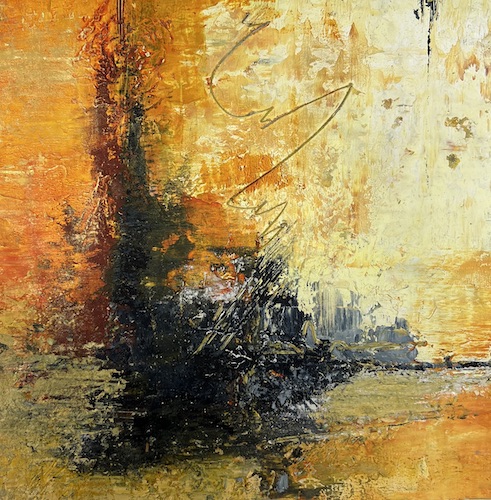abstract landscape in oil and cold wax