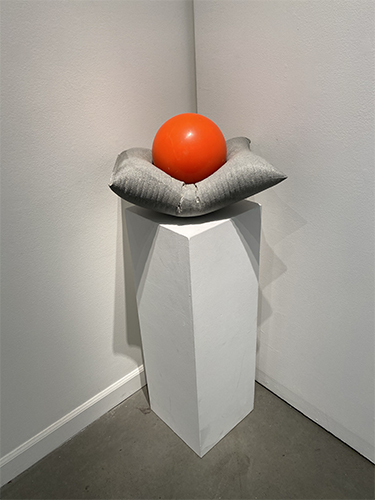 Art installation with bowling ball