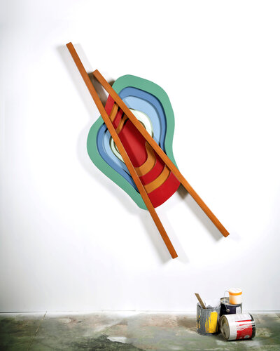 Abstract wood wall sculpture