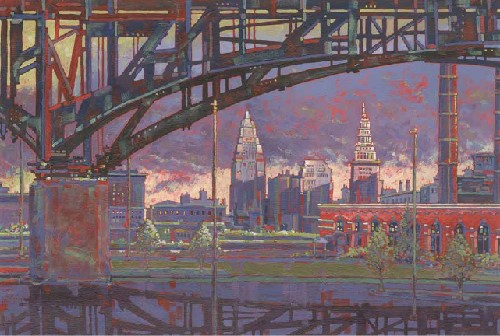 Painting of Cleveland skyline