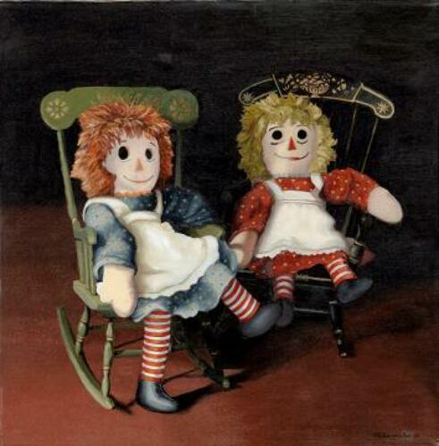 oil painting of Raggedy Ann dolls