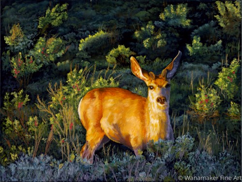 Oil painting of a deer