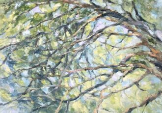 Oil painting, light in branches