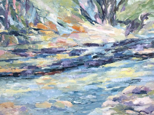 abstract painting of a river