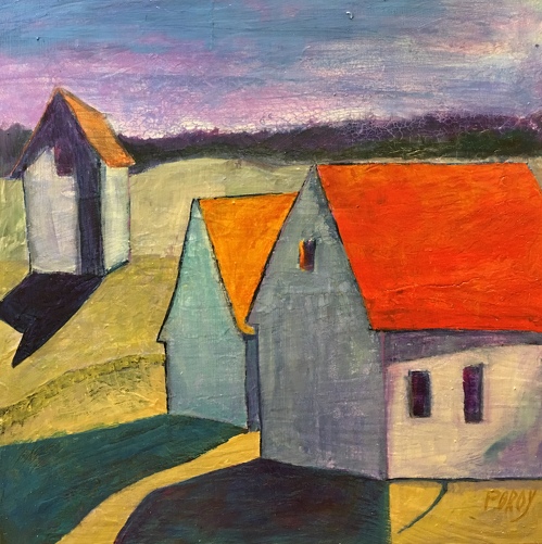 Painting of houses in bold colors