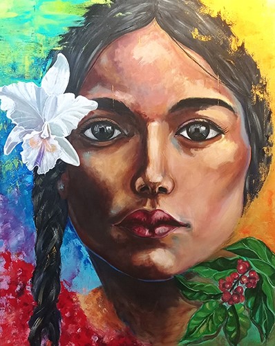 Painting of a Hispanic woman