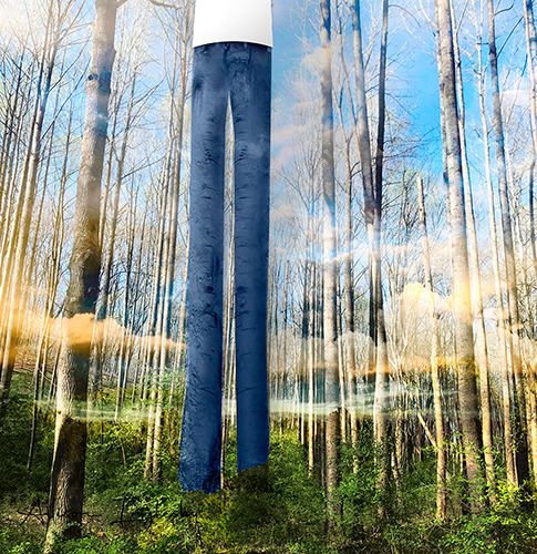 digital artwork surreal man standing in trees
