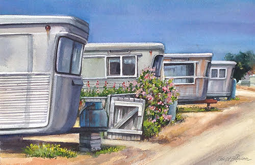 Painting of a trailer part by watercolor artist Robert Benson