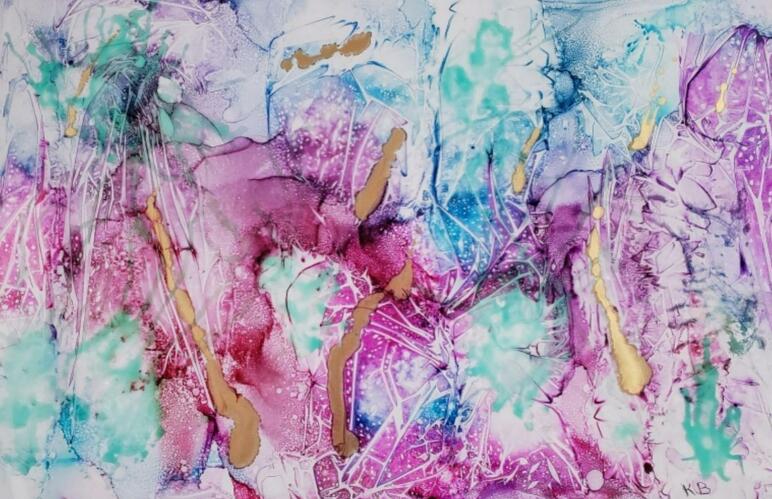 abstract alcohol ink reverse painting