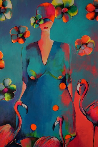 Vibrant painting of a woman by Magda Betkowska