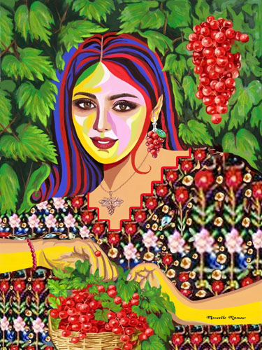 colorful digital painting of a young woman by Marcelle Mansour
