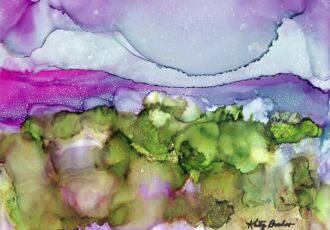 alcohol ink landscape painting