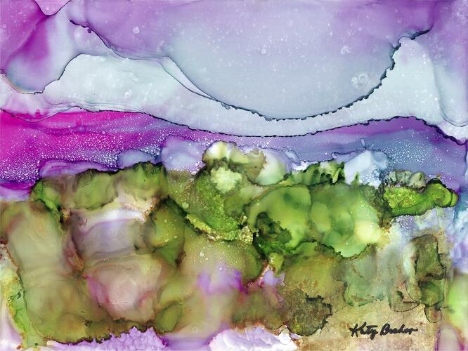 alcohol ink landscape painting