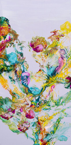 Floral fluid pour painting by Merinda Crowder