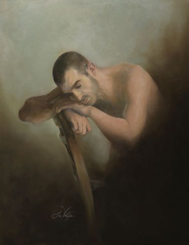 Figurative painting of a man by artist Liz Viztes