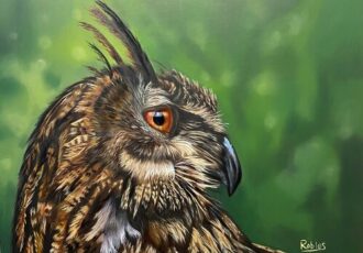 Realistic oil painting of an owl