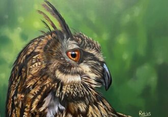 Realistic oil painting of an owl