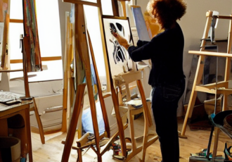 artist working in studio