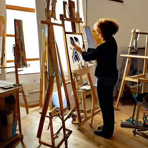 artist working in studio