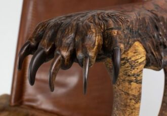 closeup of bear chair with claws