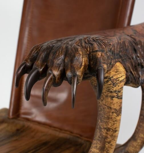 closeup of bear chair with claws