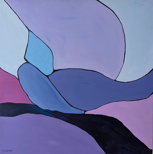 pintura abstracta en azules y morados