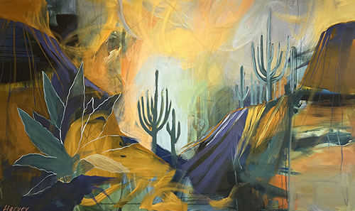 painting of dawn in the desert