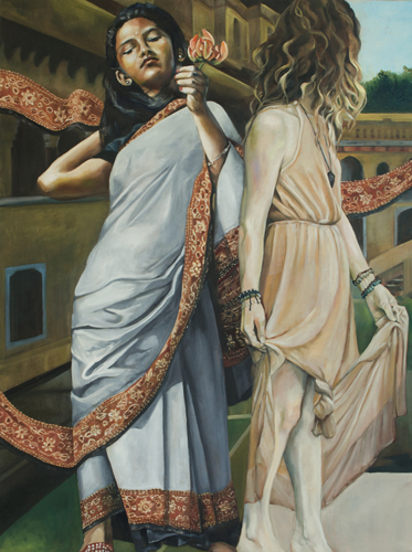 Figurative painting of two woman in classic robes