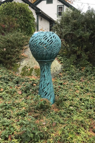 handbuilt ceramic garden sculpture