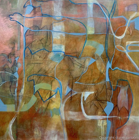 pintura abstracta compleja de medios mixtos
