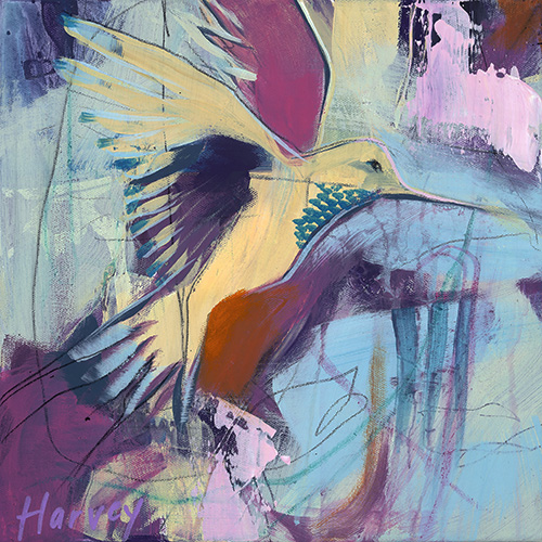 abstract painting of a hummingbird by Kirstin Harvey