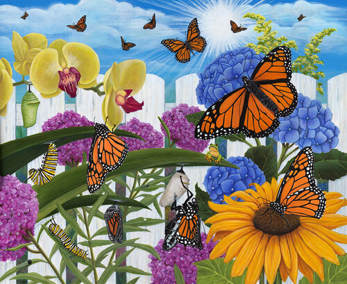 painting of monarch butterflies