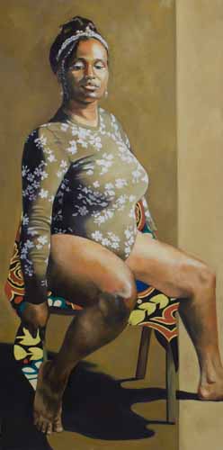Figurative painting of an African American woman