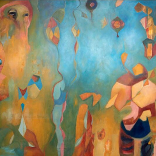 abstract painting in old and cold wax