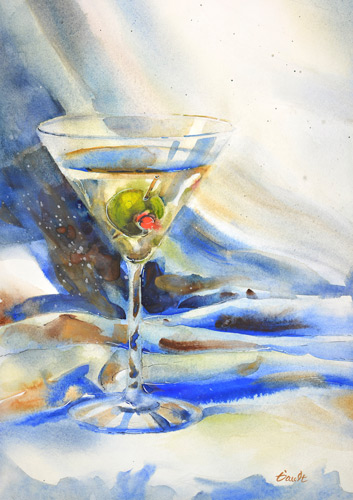 watercolor still life of a martini