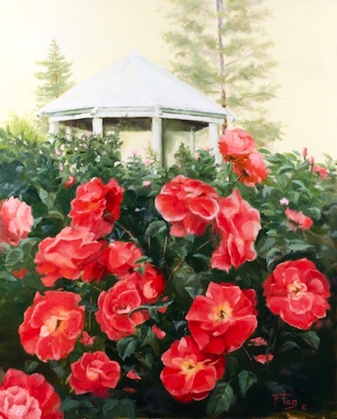 painting if a rose garden by Phyllis Tag