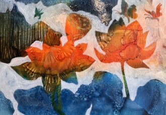 Floral mixed media painting by Jeanette Montero