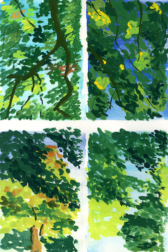 quartet of trees in New York City by Ellen Honigstock