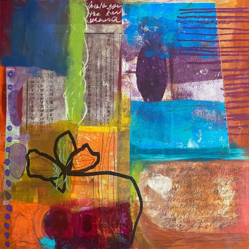 bold and colorful mixed media collage by Cena Hoban