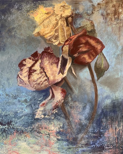 pastel painting of dead flowers