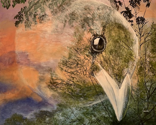 Symbolic painting of bird extinction
